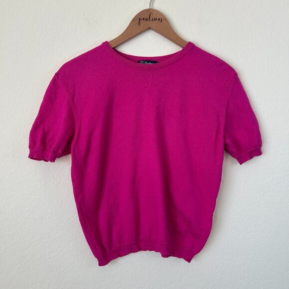 Vintage Burberry London Sweater Womens 42 Fuchsia Pink Merino Wool Top M As Is - Picture 1 of 8